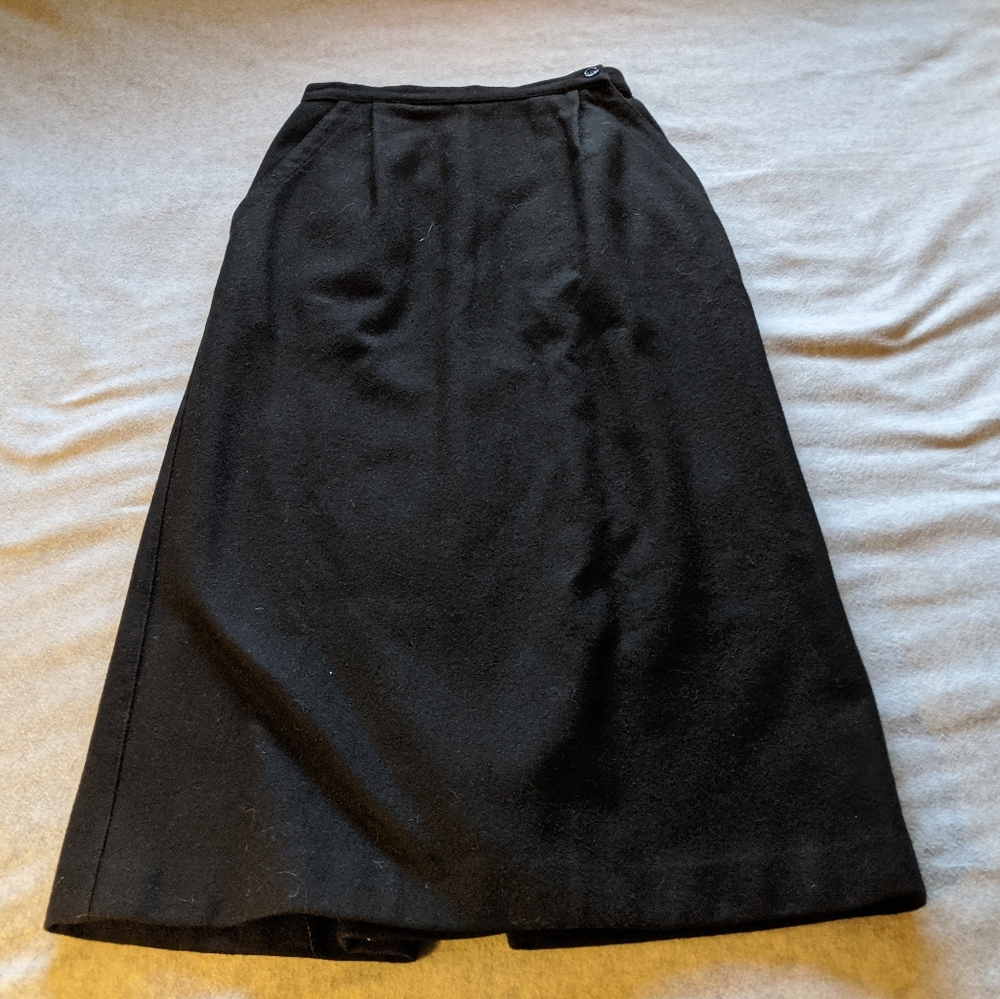 Classic Black Wool Blend Skirt